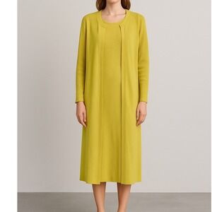 Anthropologie Saturday Sunday Ribbed Tank Dress with Cardigan Yellow Large‎